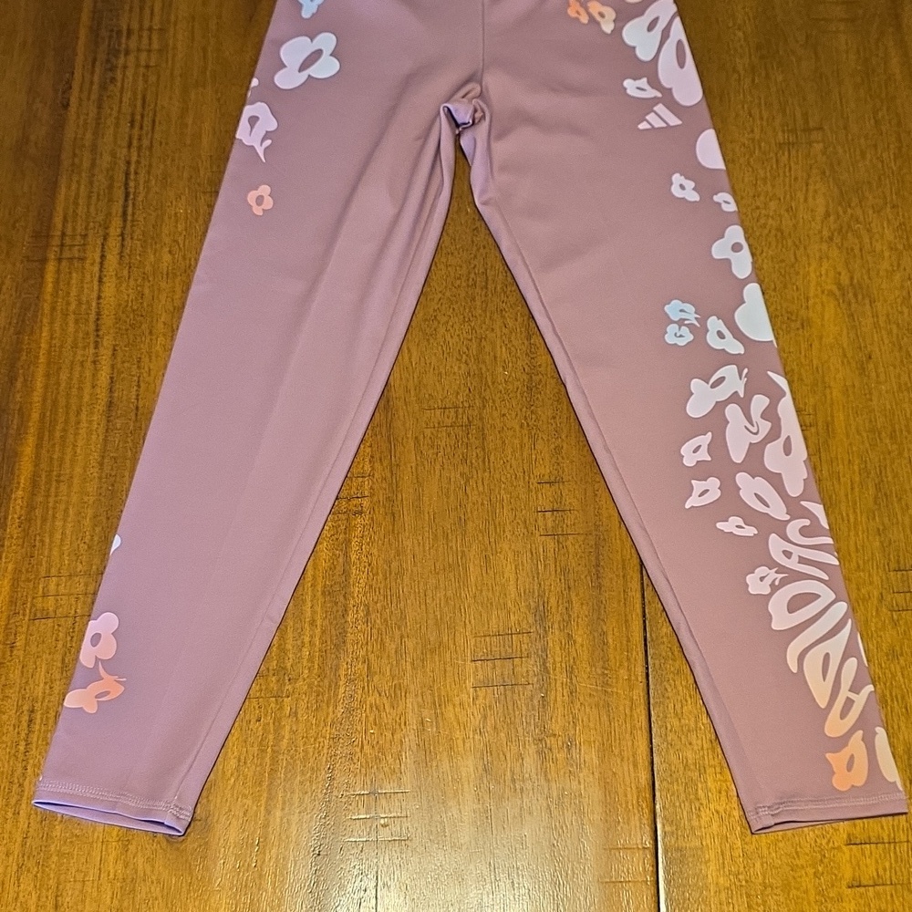 Adidas Kids' Lavender Floral Leggings Nwt